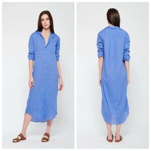 Frank &‎ Eileen Maxi Dress Rory 100% Cotton Long Sleeve Periwinkle Blue XS